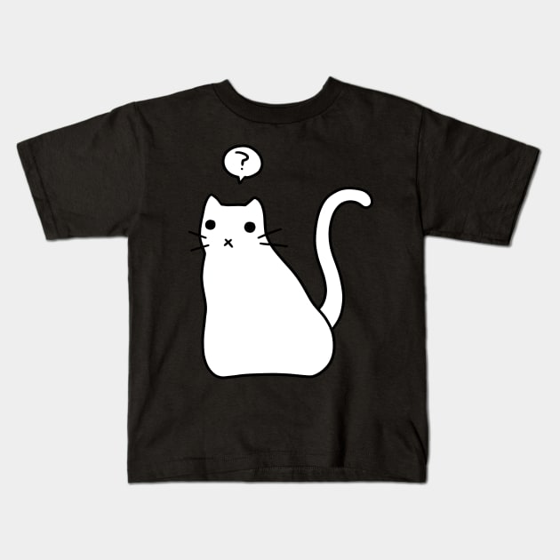 Confused White Kitty Kids T-Shirt by saradaboru